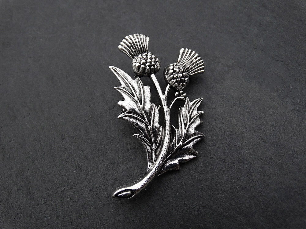 Large Thistle Pewter Brooch