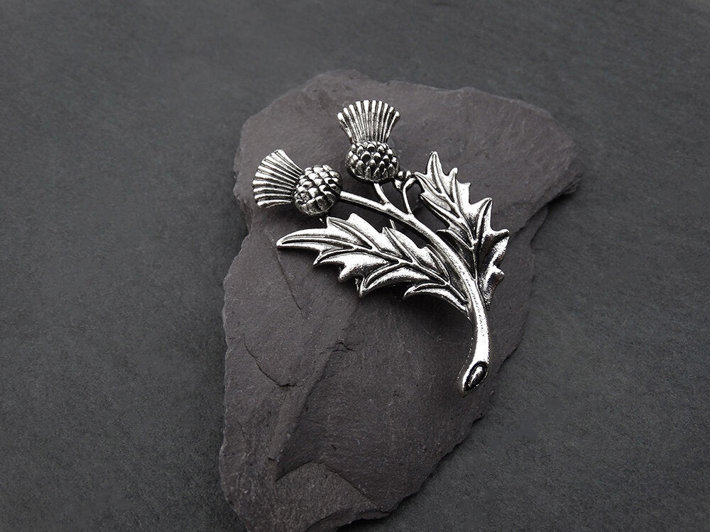 Large Thistle Pewter Brooch