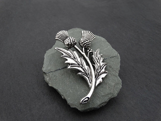 Large Thistle Pewter Brooch