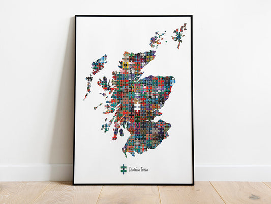 Personalised Tartan Scottish Jigsaw Map Print
